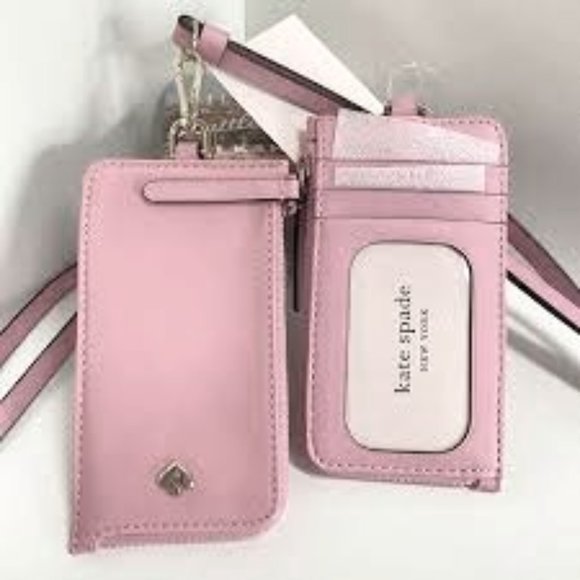 Kate Spade ID Lanyard Coin Card Case Holder Pink - Picture 2 of 5